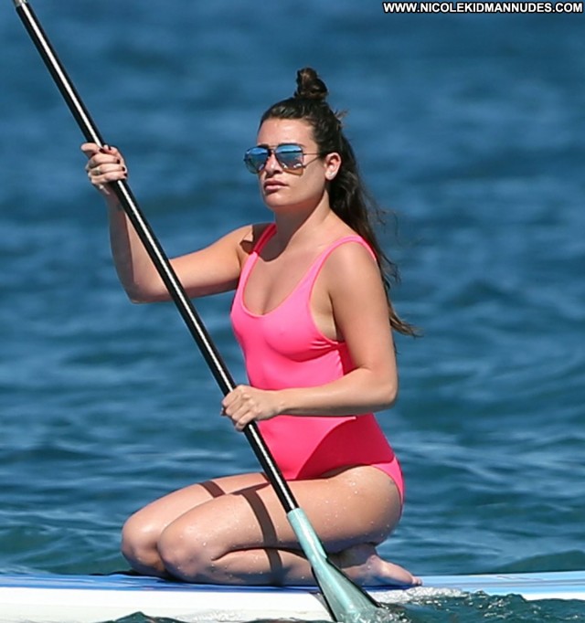 Lea Michele No Source American Beach Posing Hot Swimsuit Sexy Hawaii