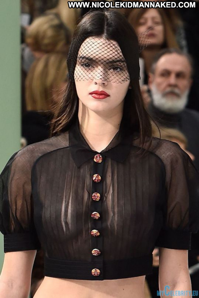 Kendall Jenner Fashion Show Paris Celebrity See Through Posing Hot